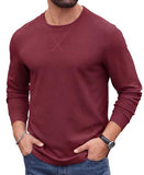 Askdeer Men's Waffle Long Sleeve T-Shirt Casual Lightweight Pullover Tees