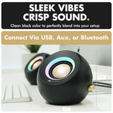 Bluetooth, Aux, and USB Speakers with RGB Lighting for Desk Top, Laptops, Tablet
