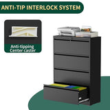 4 Drawer Lateral File Cabinet with Lock, Metal File Cabinets for Home Office