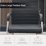 Okeysen Office Guest Chairs Set of 2, Modern Leather Reception Chairs with Mid Back & Sled Base