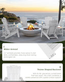 GREENVINES Folding-Adirondack-Chairs-Set-of-2 | HDPE Plastic | Throne Series | Fire Pit Chair | with Connecting Tray | Removable Table | All Weather | for Outdoor Patio Deck Poolside | White