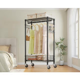 VIPEK R1 Rolling Clothes Rack with Pegboard Organizer Portable Closet for Hanging Clothes with Lockable Wheels & Removable Basket, Black