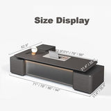 71 inch Modern L Shaped Black Executive Desk with Drawers