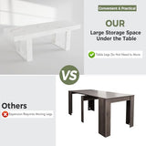 STHOUYN White Marble Extendable Dining Room Table for 8 10, 70.9" (86.6") x 31.5", Rectangle Dinner Table for 6-10,