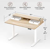 Stand Up Standing Desk Adjustable Height, Electric Sit Stand Table with Storage Shelf and Splice Board
