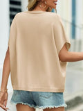 NEWHER Womens Batwing Short Sleeve Cardigans Sweaters Tops Spring Summer 2026 Oversized V Neck Button Up Knit Cardigan Khaki