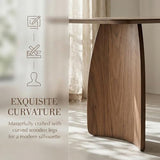 70 Inch Large Dining Table for 6-8 People, Solid Wood Kitchen Table with Curved Wooden Legs