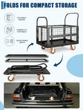 Platform Truck Cart with Cage, 6-in-1 Multi-Purpose Flatbed Cart