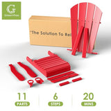 GREENVINES Adirondack-Chairs-with-Ottoman | Set of 2 | Folding | Retractable-Footrest | HDPE Plastic | All Weather Fire Pit Chair | Cup Holders | Red | for Outdoor Poolside