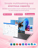 2026 Pink Laptop, Pentium Gold 6500Y Processor(Up to 3.4 GHz),8GB RAM 256GB SSD,15.6 Inch FHD IPS Display