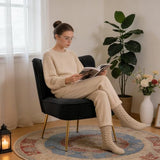 Velvet Accent Chair Set of 2 Comfy Living Room Chair Armless Slipper Chair Mid Century Side Single Sofa