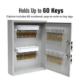 60 Key Cabinet - Dual Lock Control Key Box - Welded 22 Gauge Steel Construction - Scratch Resistant