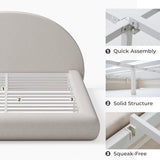 RECCI AirFrame Half-Moon Upholstered Queen Platform Bed Frame