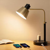 Desk Lamp with Dual USB Charging Port, Heavy Duty Metal Table Lamp, 340 Degree Swivel Arms