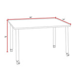 Scranton & Co Mobile Desk, 66 x 24 in, Cherry Laminate Top, Black Tubular Steel Legs, Locking Casters, 1 in Thick Durable Melamine Surface, Rolling Computer Desk for Home Office, Classroom, or