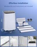 GarveeTech 14000 BTU Portable Air Conditioner - 4 in-1 Cooling, Dehumidifier, Fan & Sleep Mode, Quiet AC Unit for Rooms up to 750 Sq.Ft, 24H Timer, Remote & Window Kit Included, Grey