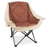 Northroad Folding Camping Chair,Oversized Portable Camping Chair w/Cup Holder,Heavy Duty Padded Lawn Chair for Outdoor, Tailgates, Beach, and Sports, Cream
