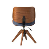 HULALA HOME Faux Leather Swivel Desk Chair No Wheels, Blue