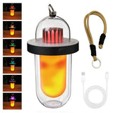 AUGE LIGHT Vintage Camping Lantern Battery Powered with Flickering Flame Effect, Rechargeable LED Camping Light, IP54 Waterproof Outdoor Camping Lamp for Van, Camper, Hiking