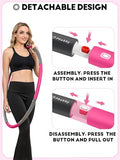 Phobby Weighted Exercise Hoop for Adults, 2.2lb Detachable Fitness Hoop, Adjustable Hoops with Jump Rope, Tape Measure and Carry Bag (Pink Grey)