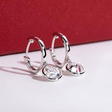 14K White Gold Dangle Drop Hoop Earrings