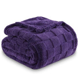 NEWCOSPLAY Super Soft Throw Blanket Purple Premium Silky Flannel Fleece 3D Checkered Lightweight Bed Blanket All Season Use (Purple Checkered, Throw(50"x70"))
