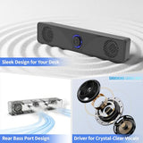 BRYNCO Computer Speakers for Desktop Monitor, USB Powered Wired PC Soundbar with 3.5mm AUX, Plug & Play Speaker Bar with Volume Knob, Clear Sound for Laptop, PC, Home and Office, Black
