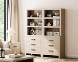 WAMPAT 74" Tall BookBookshelf, Large Farmhouse Bookcase with 3 Drawers