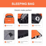 QEZER Down Sleeping Bag for Adults 600 Fill Power, Cold Weather Compact Ultralight All Seasons Sleeping Bag for Backpacking, Camping, Hiking