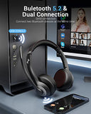 Wireless Headset with Mic for Work, Bluetooth V5.2 Headphones with AI Noise Cancelling Microphone