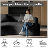 79" Curved Loveseat, Boneless Deep Seat Boucle Cloud Sofa, Black