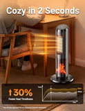 Space Heater - 1500W PTC Heaters for Indoor Use - Portable Heater with Thermostat and Remote - Room Heaters with 70° Oscillation - Quiet for Office, Bedroom, Room 8 Safety Protections