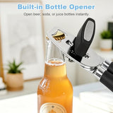 EEKEDO Can Opener Manual, Heavy Duty Stainless Steel Can Opener and Bottle Opener with Magnet, Multifunctional Kitchen Tool, Sharp Cutting Wheel, Soft Ergonomic Handle, Oversized Turn Knob, Black