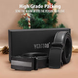 WERFORU Men's Ratchet Belts, 2 Pack Leather Belts for Men Dress and Casual with Automatic Buckle