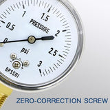 BPSSDI 0-3 Psi Low Pressure Gauge, Capsule Gauge, 304 Stainless Steel Case, 2.5" Dial Size, 1/4" NPT Lower Mount, Zero Adjustment, for Air Water Gas Pressure Test