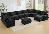 Oversized Modular Sectional Sofa Set, Convertible Deep Seat Cloud Couch with Ottoman