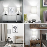 Table Lamps Set of 2 with 2 USB & AC Outlet, Bedside Nightstand Lamps for Bedroom Living Room Kid’s Room