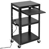 Large AV Cart on Wheels, Metal Presentation Cart with Keyboard Tray and Power 16.4ft Extra-Long Cord