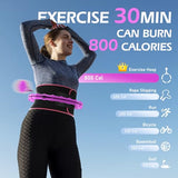 JLoibao Weighted Hula Circle for Adults Weight Loss, Infinity Fitness Hoop Plus Size 51 Inch with Sweat Belt, Include 27 Detachable Links and Waist Trainer for Women (Purple)