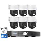 Hiseeu 4K PoE Security Camera System，6 Pcs 8MP PTZ Wired Security Camera
