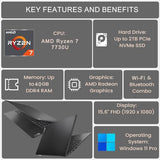 Lenovo V-Series V15 Business Laptop, 15.6" FHD Display, AMD Ryzen 7 7730U, 24GB RAM