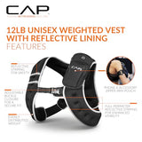 CAP 12LB Weighted Vest Green – Unisex Workout Vest with Reflective Stripes, Phone Pouch, and Adjustable Fit for Walking, Running, Cardio, Strength Training