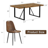 Dining Table Set for 8, Modern 71'' Dark Wood Dining Table and Fabric Dining Chairs Set of 8