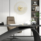 Anmotpe 23.6 inch Gold Starburst Wall Clock, Metal & Wood Mid Century Modern Decorative Clocks for Living Room Bedroom Kitchen Office
