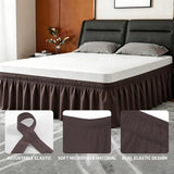 ANARACHON Queen Bed Skirt, Elastic Wrap Around Bed Skirt Queen Size, Bed Skirts for Adjustable Bed, Easy Fit with 14" Drop Length Tailored Drop Dust Ruffle (Brwon)