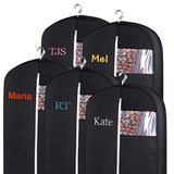 Personalized Garment bag for Hanging Clothes and Travel- Custom Black Suit Bags for Closet Storage with 2 Mesh Pockets for Men & Women - Ideal for Wedding Dress Garment Bag Storage with Carry Handle