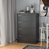 File Cabinet with Lock, 4 Drawer Large Metal Filing Cabinet,Home Office Lockable Storage Cabinet for Hanging Files