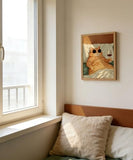 Framed Funny Cat Wall Art Cute Funky Cat Drinking Wine Picture Wall Decor Eclectic Whimsical Animal Bar Cart Poster Print for Bedroom Living Room Home Decoration 12x16in