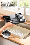 MAD SHARK 2-in-1 Detachable Knife Block & Silverware Organizer, Drawer Knife Holder for 10 Knives, BPA-Free, Blade-Safe Slots, No Knives