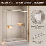 Sliding Shower Door,Royal Guard 50-54" W x 70" H Semi-Frameless Double Sliding Glass Shower Door with 1/4'' (6mm) Clear SGCC Tempered Glass,Bypass Shower Door,Chrome Finish